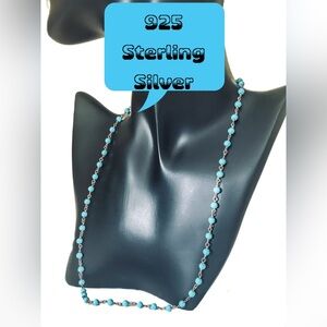 Vintage Sterling Silver Turquoise Color Bead Necklace 20 inches